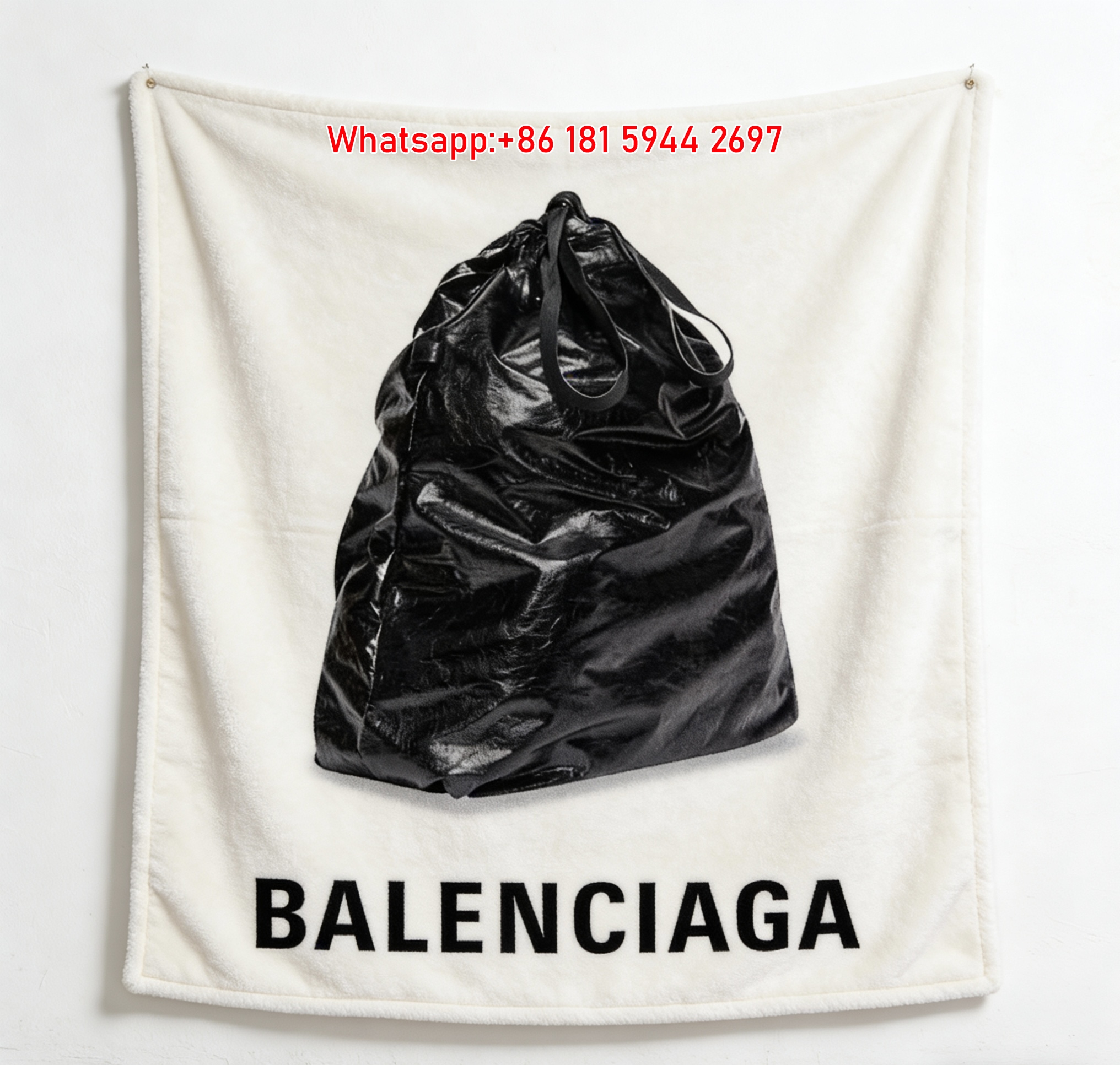 Balenciaga Drawstring Bag Print Flannel Throw Blanket BA254
